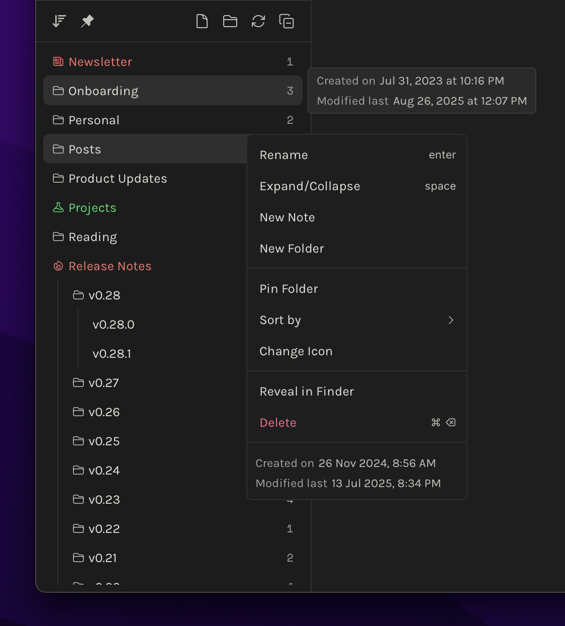 Timestamps shown on hover